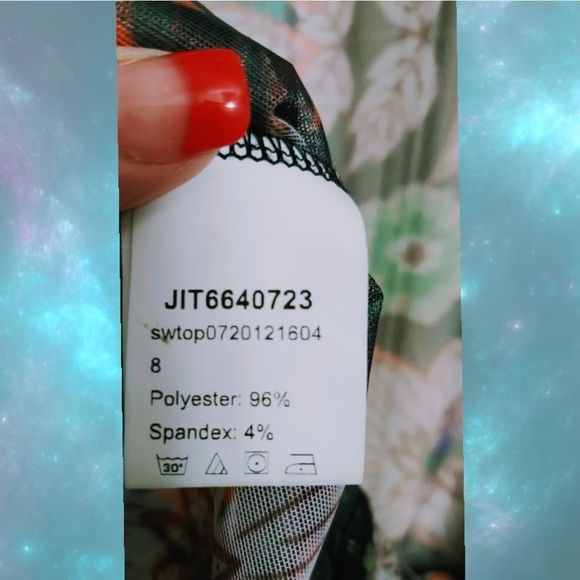 Floral Sheer Blouse - Black, Green, Orange - Picture 7 of 11